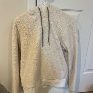 Athleta Cream Fleece Hooded Sweater